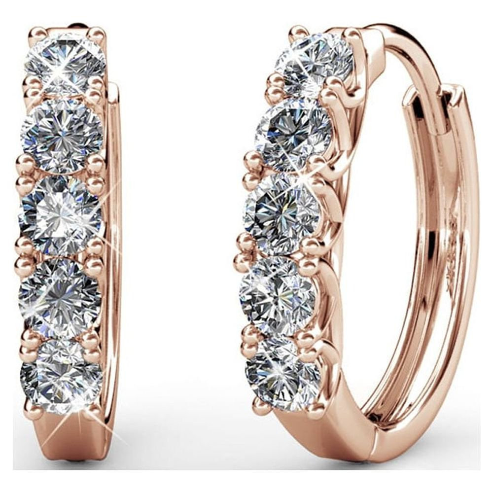 Cate & Chloe Bethany 18k Rose Gold Plated Hoop Earrings with Swarovski Crystals | Women's Crystal... | Walmart (US)