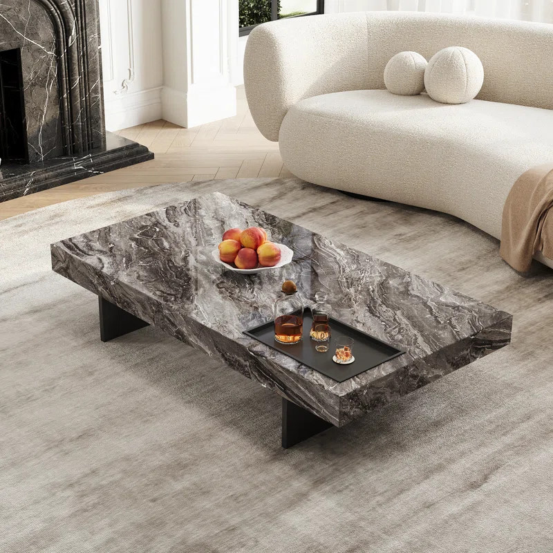 This coffee table features a glossy marble top that exudes an upscale aesthetic with its smooth t... | Wayfair North America
