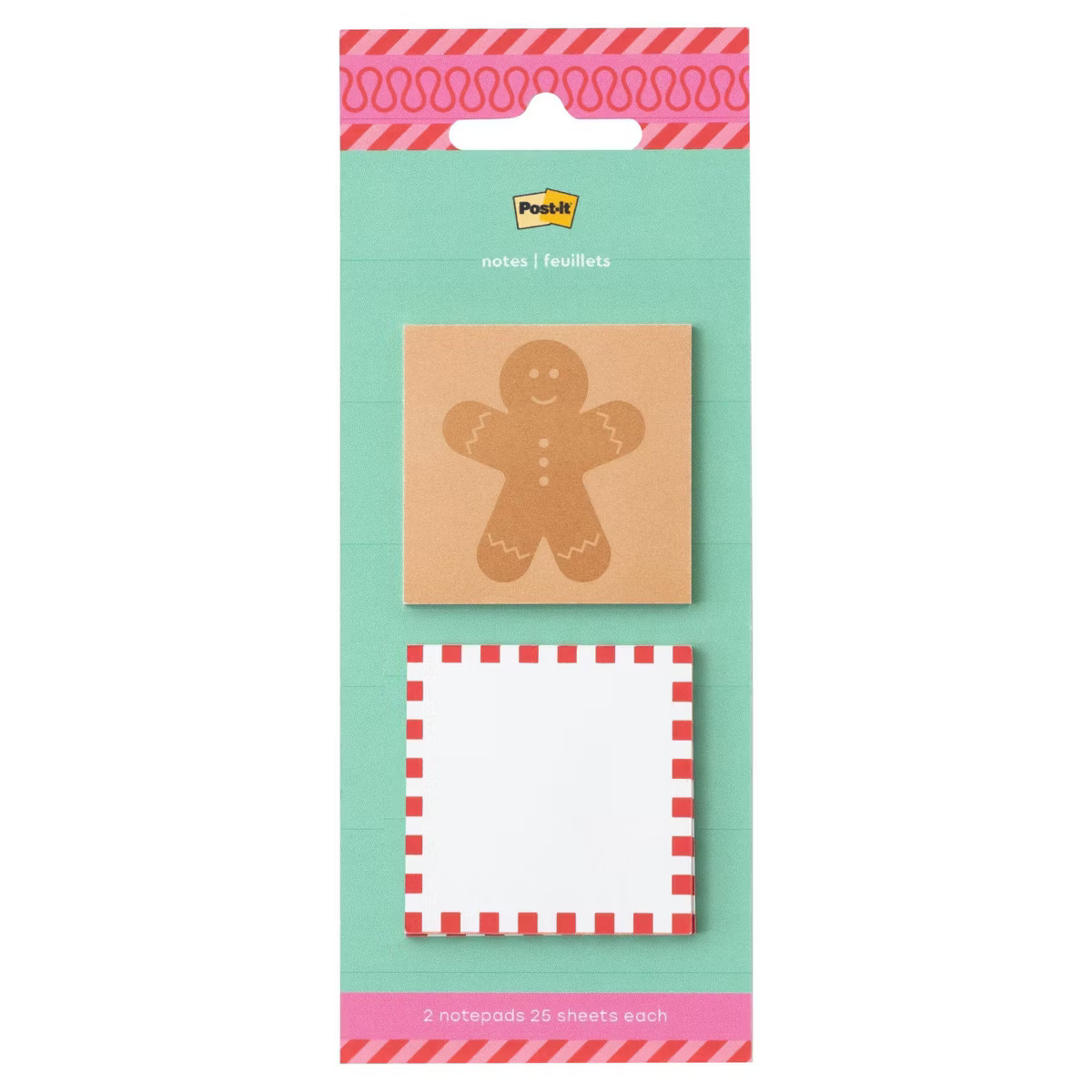 Post-it 2pk Jingle Notes Gingerbread Man 1.9"x1.9" Holiday Sticky Note Pads 25 Sheets Each | Target