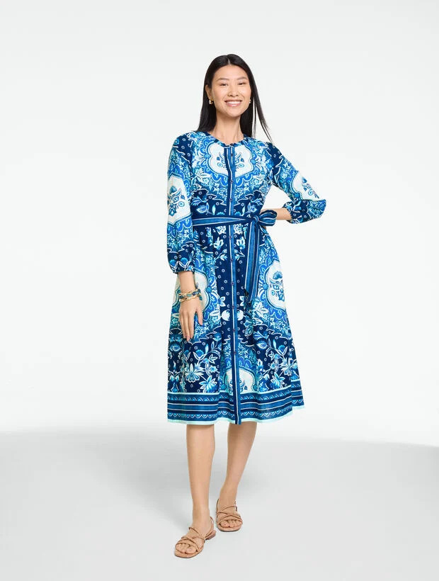 Linen Blend Shirtdress - Paradise Garden | Talbots