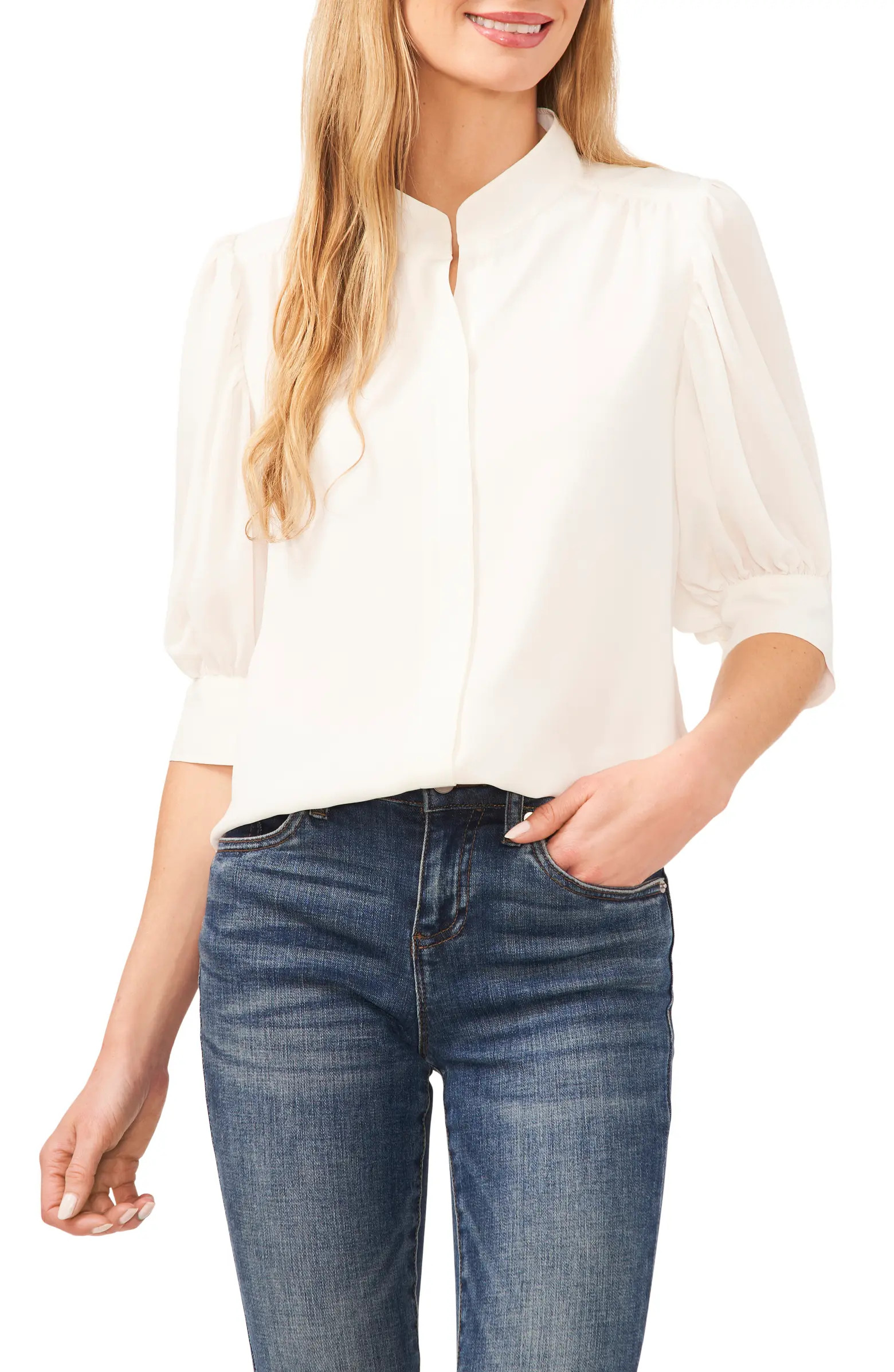 Puff Sleeve Button-Up Shirt | Nordstrom