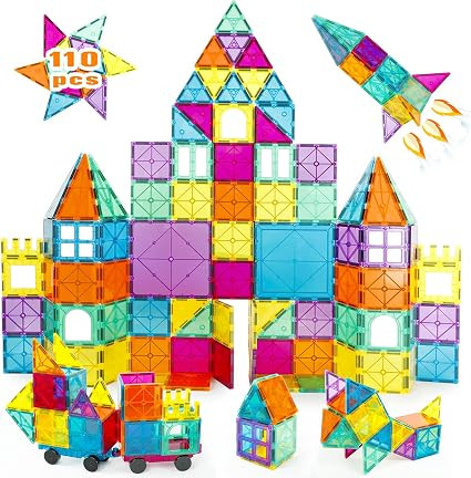 Neoformers Magnetic Building Tiles, 110 Pcs 3D Magnetic Building Blocks Set for Kids, STEM Educat... | Amazon (US)