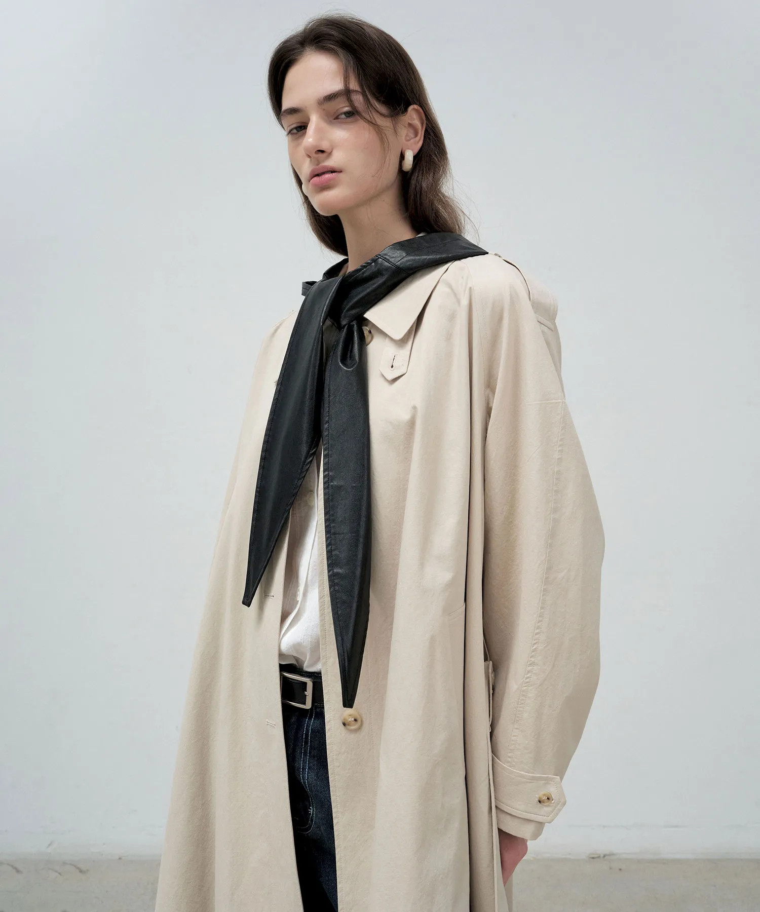 MUSINSA | MARRON EDITION 25 Fall_ Beige Trapeze Trench Coat | Musinsa Global