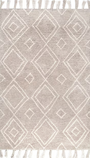 Tan Moroccan Diamond Tassel Area Rug | Rugs USA