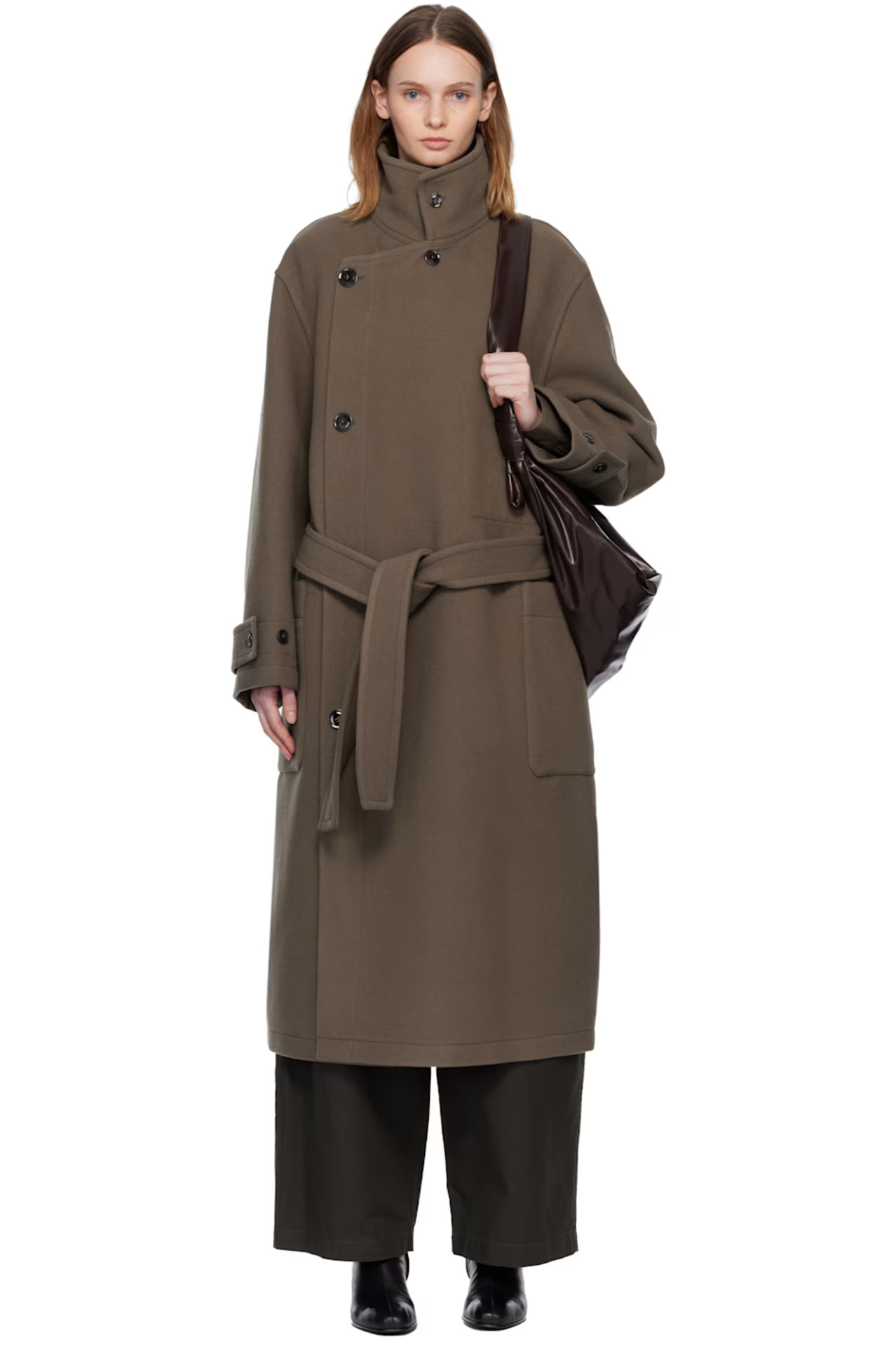 Taupe Wrap Coat | SSENSE