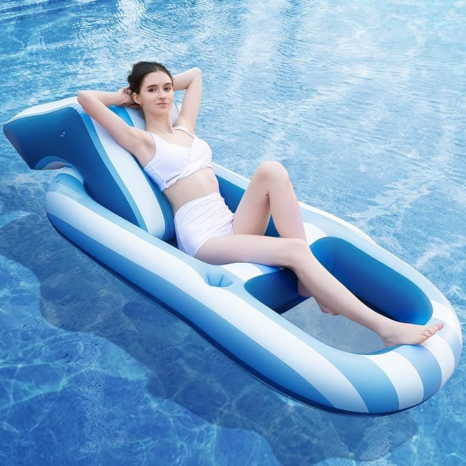 SKBANRU Pool Floats Adult Size, Inflatable Pool Floats and Rafts Water Lounger with Headrest and ... | Amazon (US)