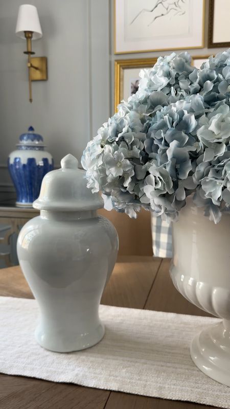 The most gorgeous hydrangeas 
Spring decor in our dining room with a full lush arrangement - I used five dozen to create this stunning centerpiece 

#LTKSeasonal #LTKhome #LTKstyletip