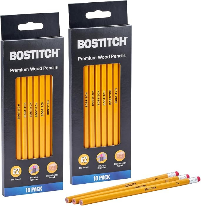 Bostitch Premium #2 Pencils, Premium Wood, Unsharpened, HB Graphite, 20-Count | Amazon (US)