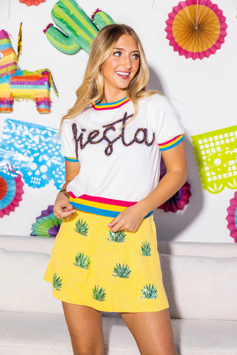 Fiesta Glitter Script SS Sweater | Queen of Sparkles