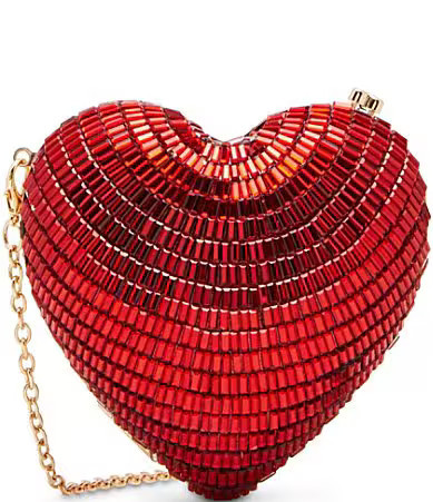 Betsey Johnson Stole My Heart Rhinestone Chain Strap Crossbody Bag - Red | Dillard's