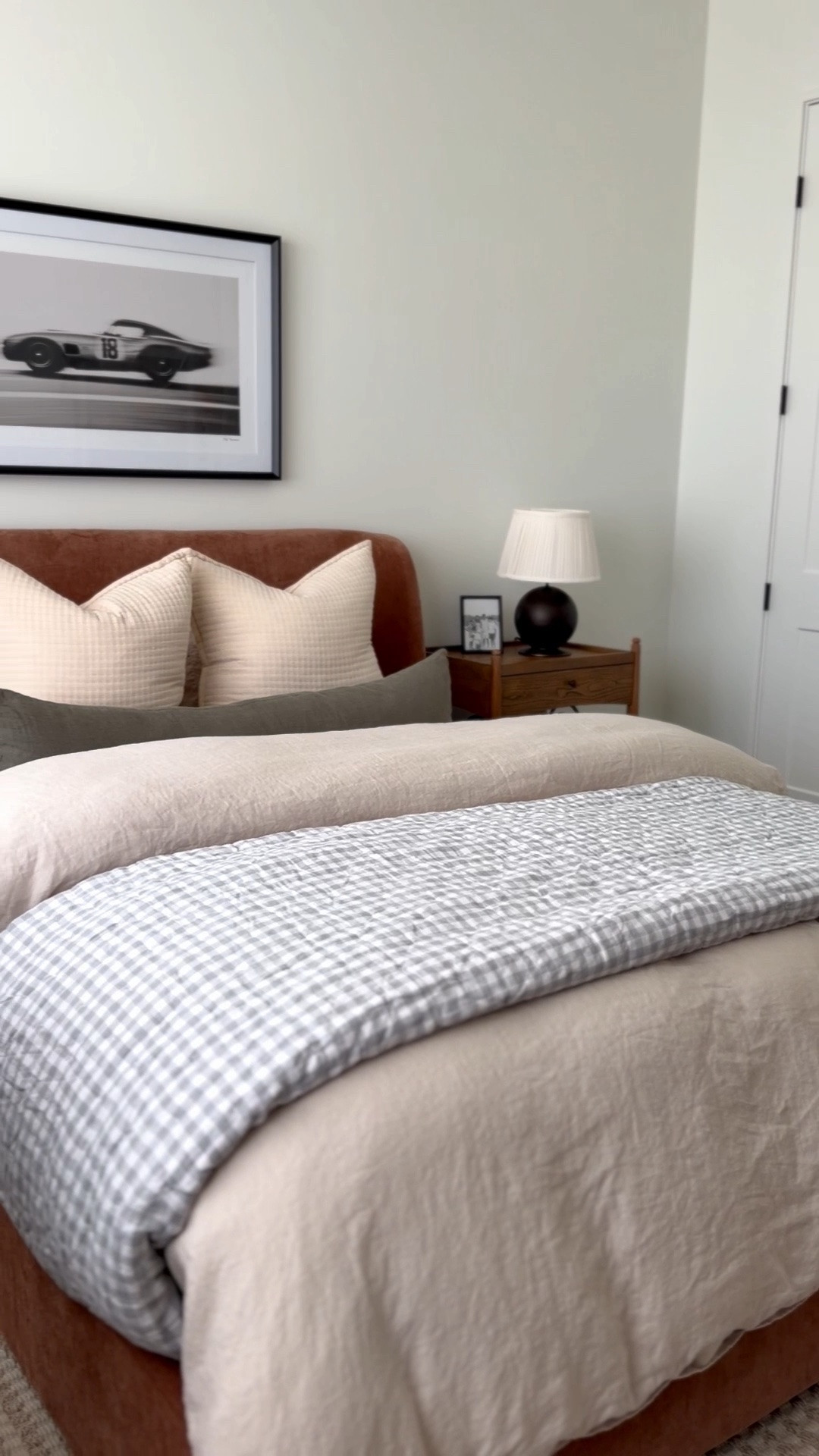 When we upgraded my son's bed, I knew adding linen bedding from @Quince was the only option. Not only are these my favorite sheets, they are so soft, cozy and durable. The sheets and duvet are the sand color and the quilt is light blue gingham. #quincepartner
