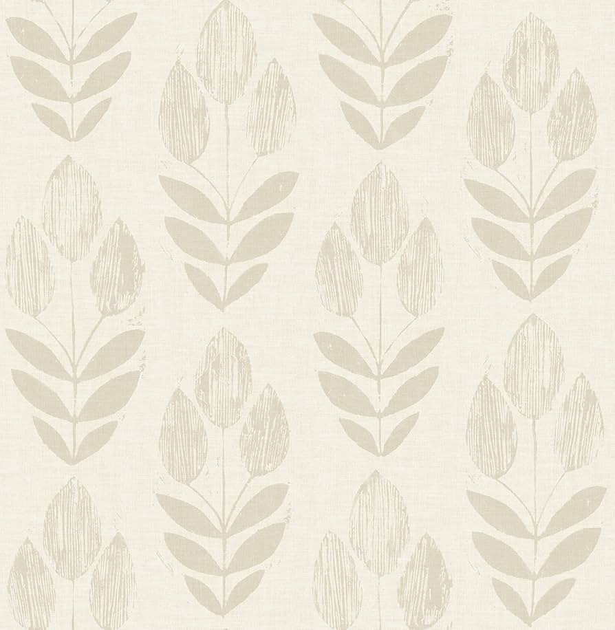 NuWallpaper Cream Folk Tulip Peel & Stick Wallpaper | Amazon (US)