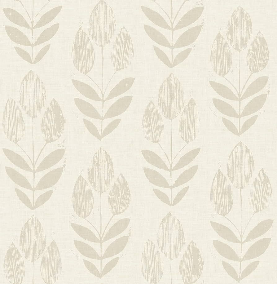 NuWallpaper Cream Folk Tulip Peel & Stick Wallpaper | Amazon (US)