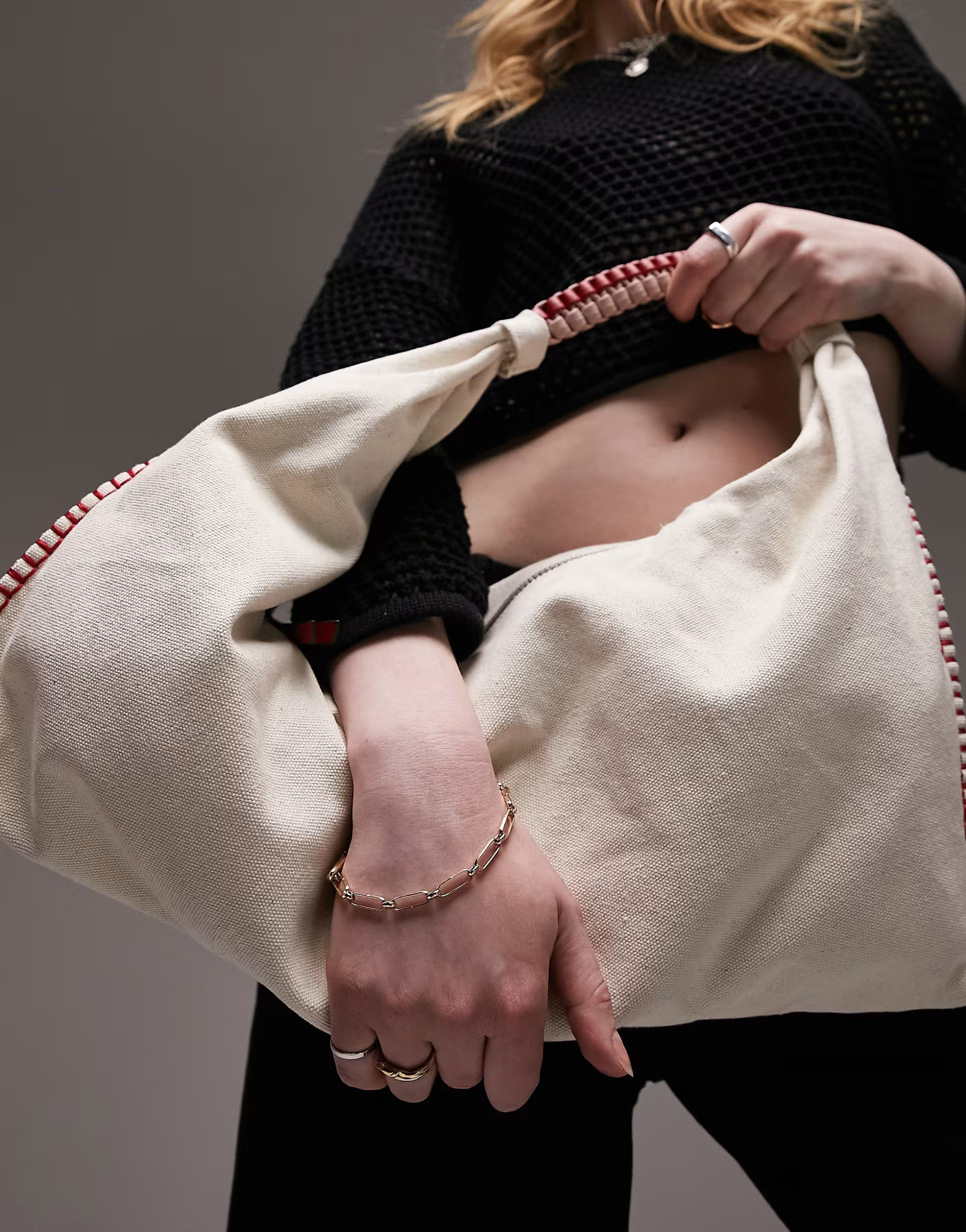 Topshop Fia canvas shoulder bag in neutral | ASOS (Global)