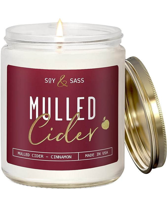 Mulled Cider Candle, Fall Candles I Apple Cider Candle w/Cinnamon & Nutmeg - Infused w/Essential ... | Amazon (US)