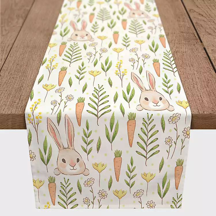 Easter Bunnies and Carrots Table Runner, 72 in. | Kirklands