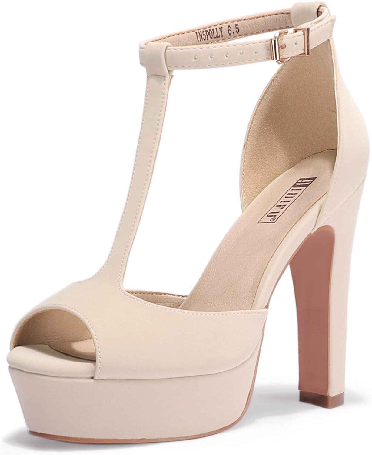 IDIFU Women's IN5 Polly Platform Chunky High Heels T-Strap Sexy Sandals Peep Toe Wedding Party Pr... | Amazon (US)