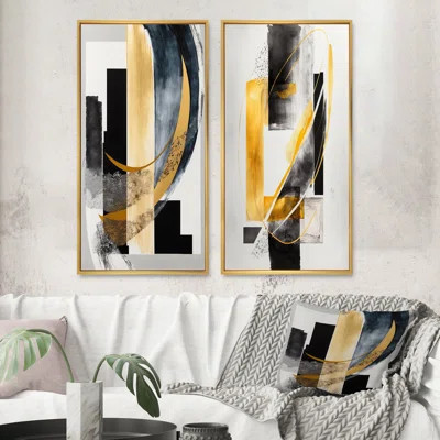Glam Deco Abstract " 2 - Pieces on Canvas | Wayfair North America