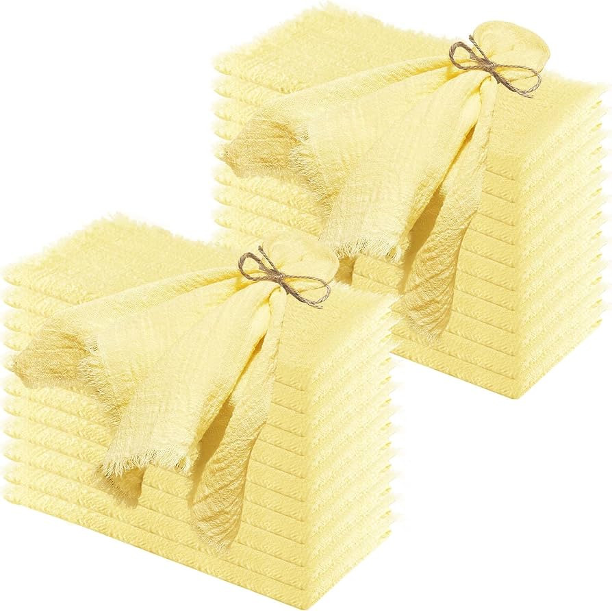24Pack Yellow Cloth Napkins 17x17Inch Yellow Napkins Cloth with Fringe | Amazon (US)