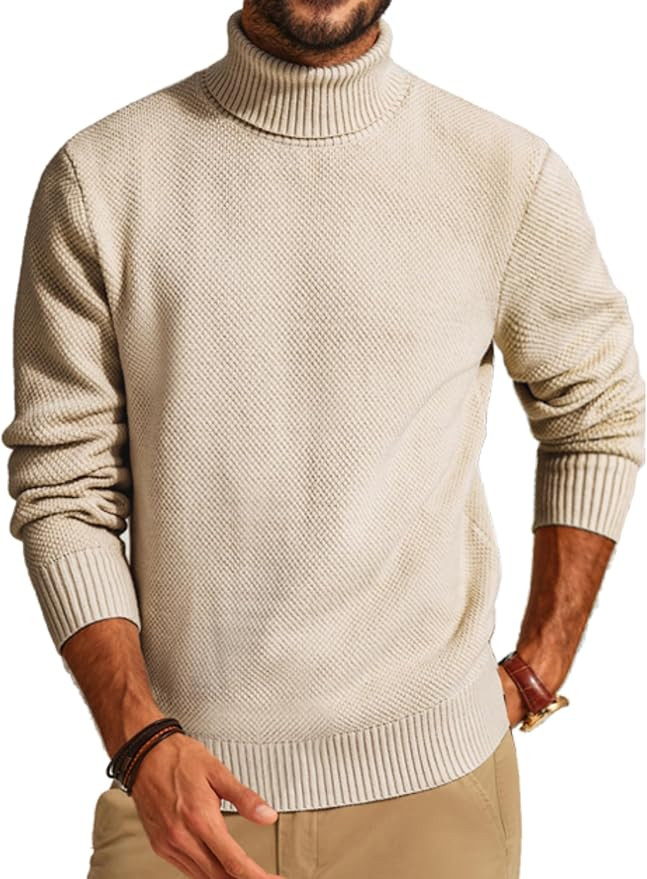 PJ PAUL JONES Men's Turtleneck Sweaters Knitted Casual Textured Pullover Sweater | Amazon (US)