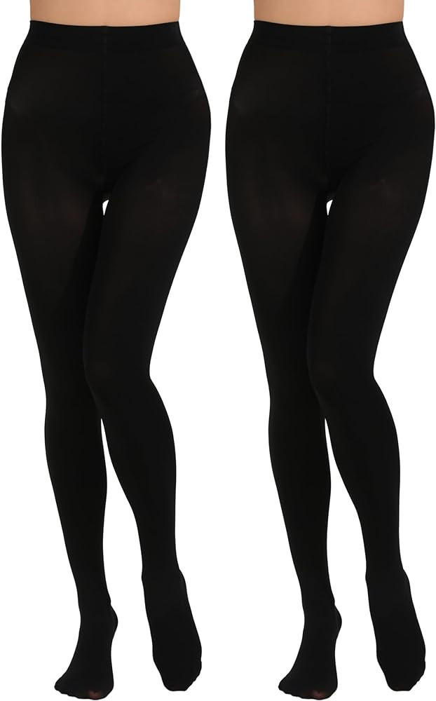 2 Pairs Women's Solid Color Tights 80D, Soft Opaque Microfiber Tights | Amazon (US)