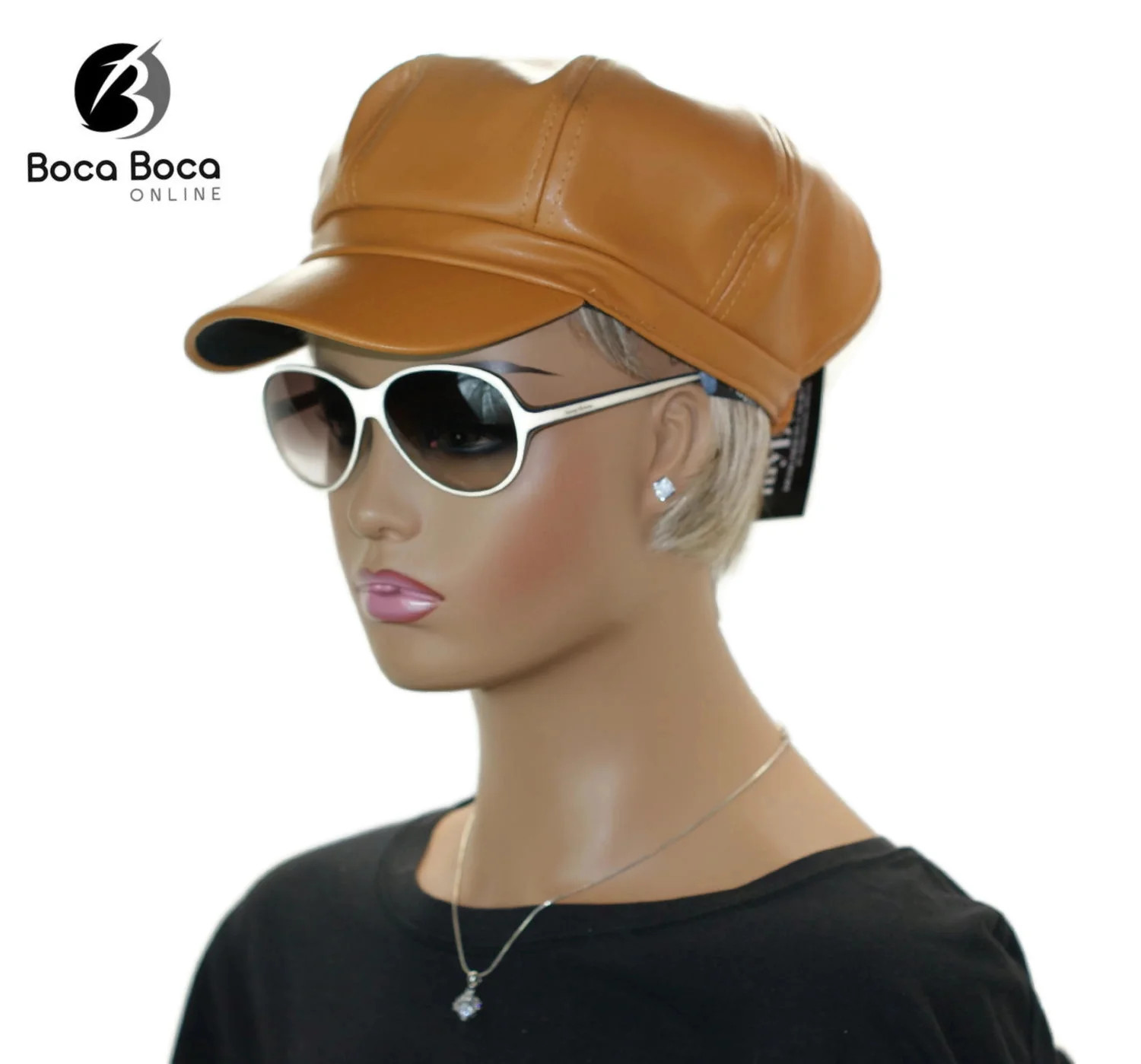 Newsboy Vegan Leather Hat Elastic Back Gatsby 8 Panel Camel Cap FREE SHIPPING | Walmart (US)