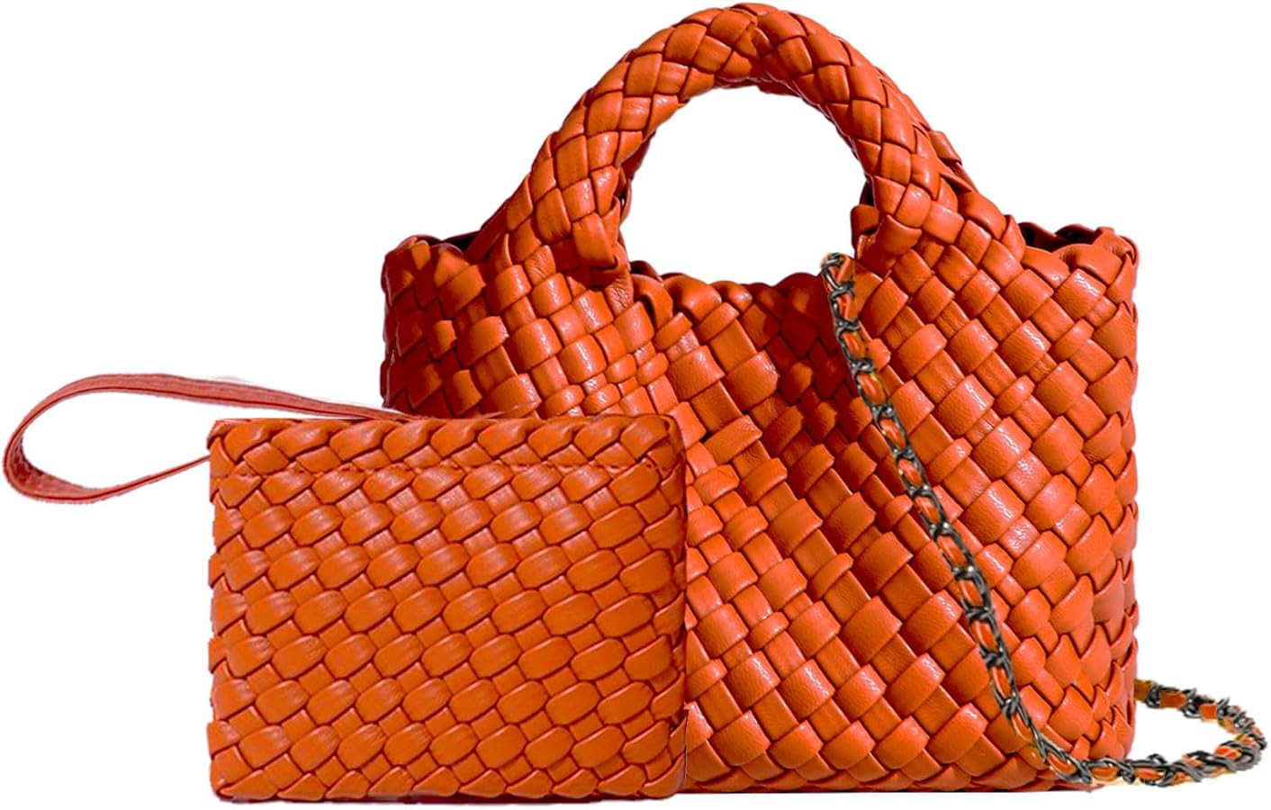 Woven Tote Bag for Women with Coin Purse, Foldable Chain Small Crossbody Handbags, Fashion Should... | Amazon (US)