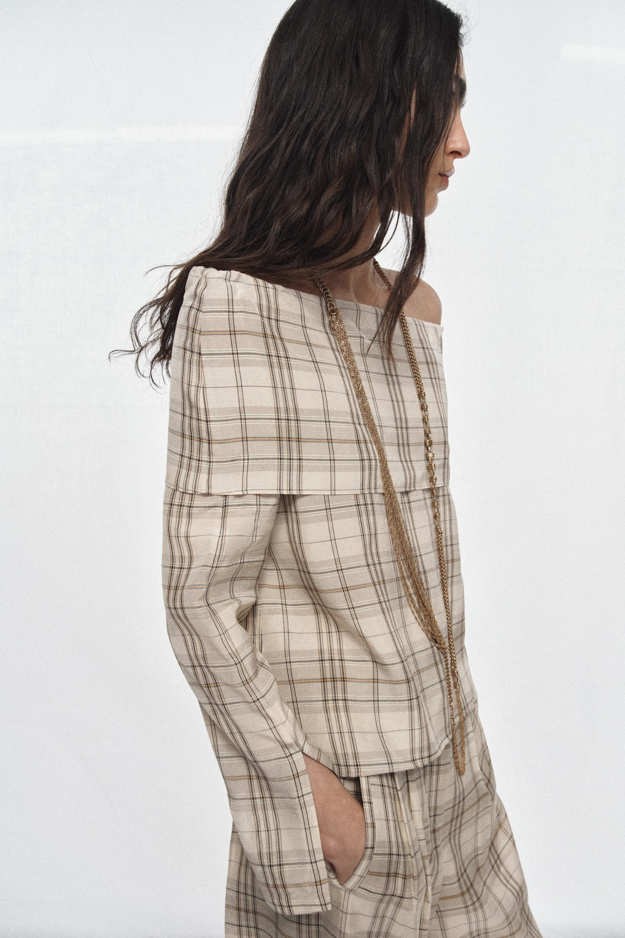ZW COLLECTION PLAID TOP | Zara US