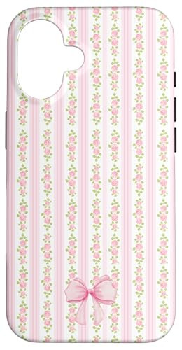 Loveshackfancy Rose Pink Striped Cottagecore Bow Romantic Case for iPhone 16 | Amazon (US)