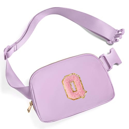 Gitus Initial Belt Bag Fanny Pack Crossbody Bag for Girls Birthday Gifts Age 8-10 Teen Girl Gifts Trend Stuff Personalized Letter Gifts for Daughter Sister (Lavender-Q) | Amazon (US)