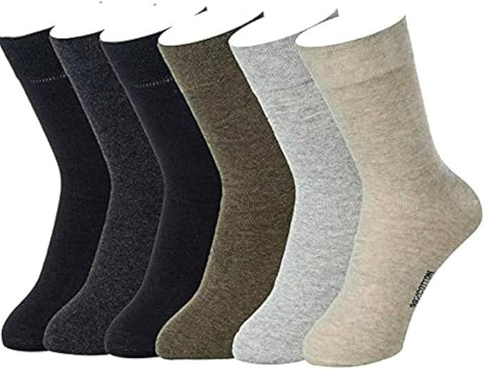 Feetalk 98% Cotton Solid Dress Crew Socks for Business and Casual Mens and Womens Socks | Amazon (US)