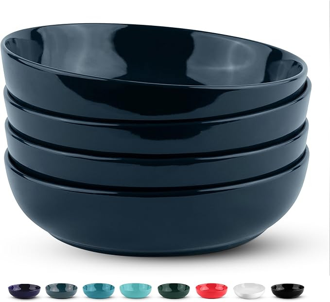 KooK Porcelain Pasta Bowl Set, For Soups and Salads, Serving Bowls, Large Capacity, Microwave & D... | Amazon (US)