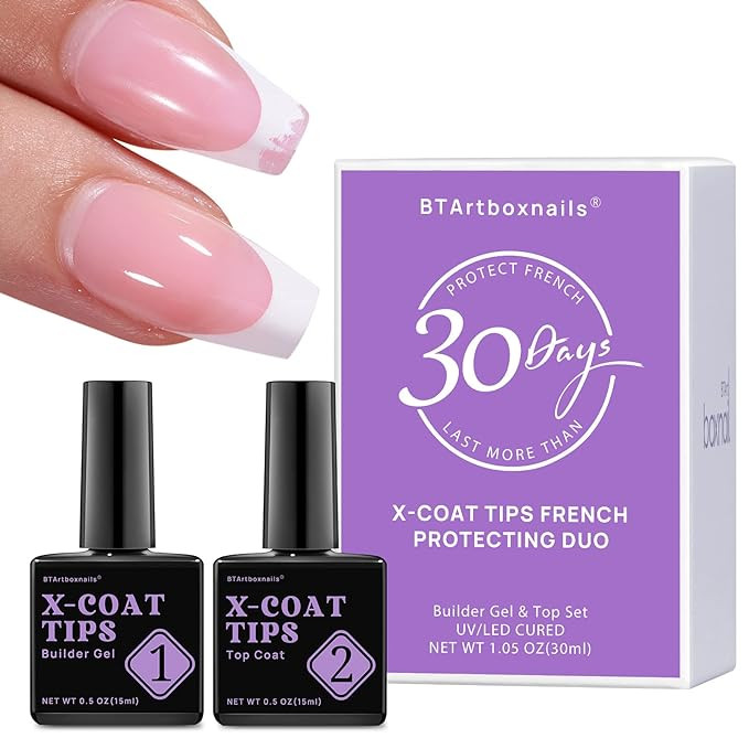 btartboxnails X-coat Tips French Protecting DUO builder gel and top coat set to Protect French X-... | Amazon (US)