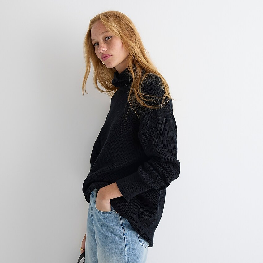 Ribbed cotton-cashmere relaxed turtleneck sweater | J. Crew US