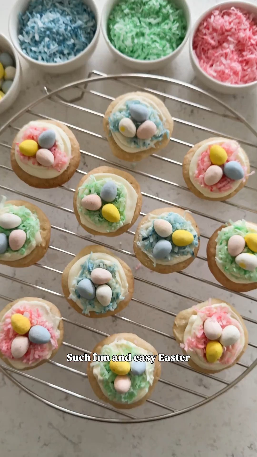 EASY EASTER COOKIE IDEAS 🍪🐰🐣🌸 Which one will you be making - pastel bunnies or Easter nest cookies? #eastercookies #easterideas #eastertreats 

Pillsbury Ready To Bake Cookie Dough, Chocolate Chip, M&M'S Easter Milk Chocolate Candies, parchment paper, bunny, baking sheet, spoon set, tray, tulips, Mackenzie childs pitcher and check chop board, Syrup Dispenser for Coffee Bars
