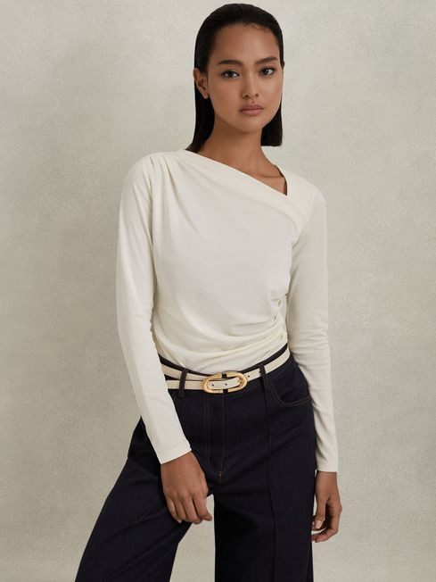 Reiss Cream Bailey Horseshoe Belt | Reiss UK