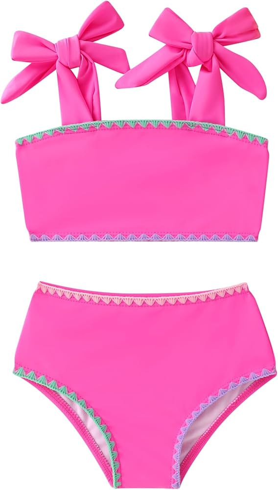 YOUNGER TREE Toddler Girls Two Pieces Swimsuit Color Block Stripe Swimwear Summer Beach Bathing S... | Amazon (US)