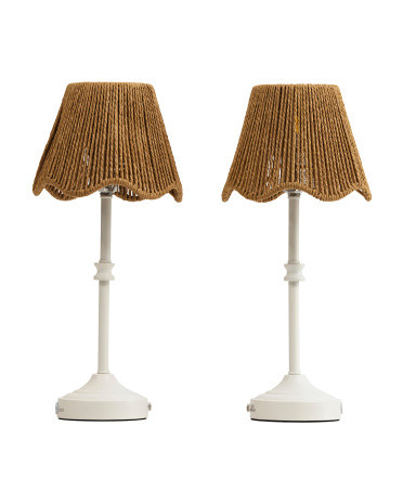 2pk 15.5in Rechargeable Rattan Metal Table Lamps | TJ Maxx