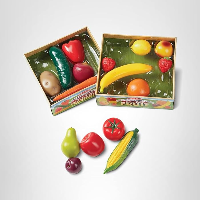Melissa & Doug Play-Time Produce Fruit (9 pcs) and Vegetables (7 pcs) Realistic Play Food | Amazon (US)