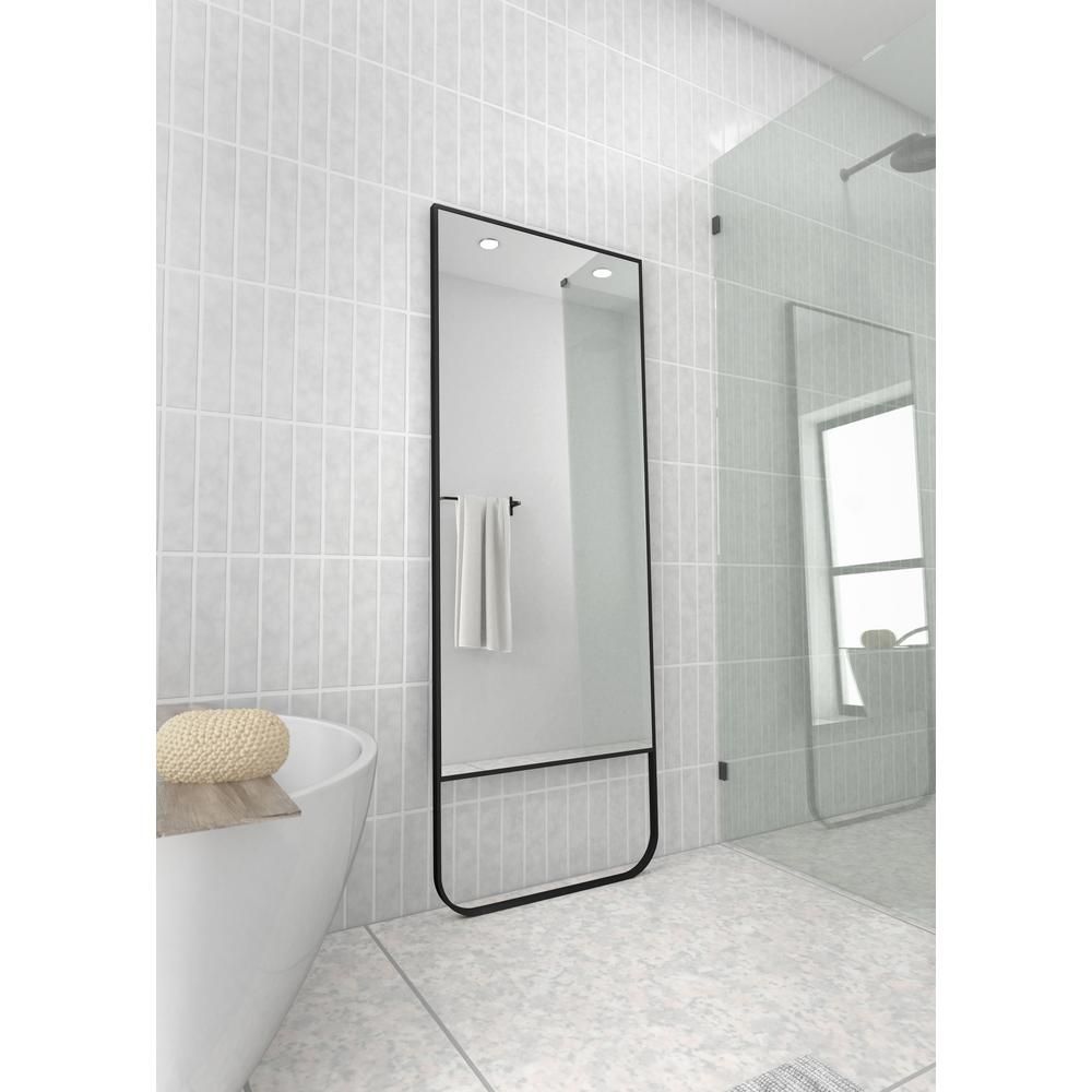 Leaner Dressing 24 in. W x 67 in. H Stainless Steel Framed Single Bathroom Vanity Mirror in Black | The Home Depot