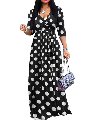 Yajedo Womens Casual Summer Maxi Dress Plus Size Sexy Wrap V Neck 3/4 Sleeve Sundress with Pocket... | Amazon (US)