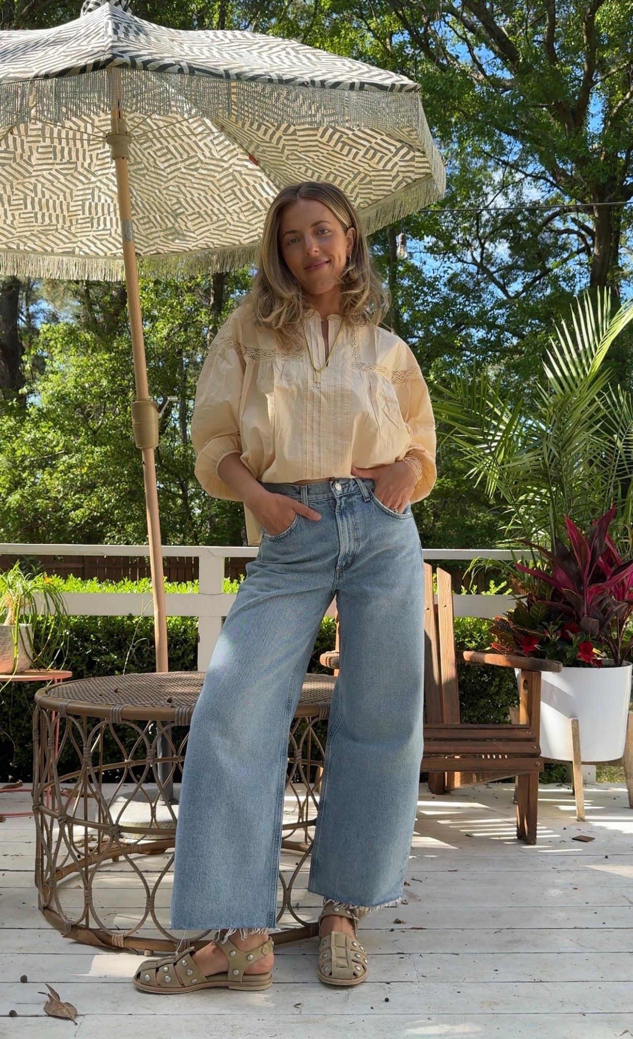 Size medium top(could do a small too) 
Size 26 jeans 