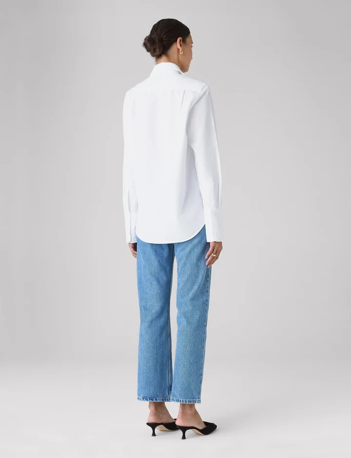 The Boyfriend Exaggerated Cuff: Fine Poplin, White | With Nothing Underneath