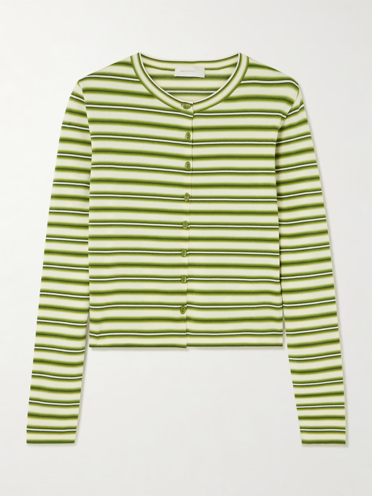 Faithfull - Cinta Striped Cotton-blend Cardigan - Green | NET-A-PORTER (US)