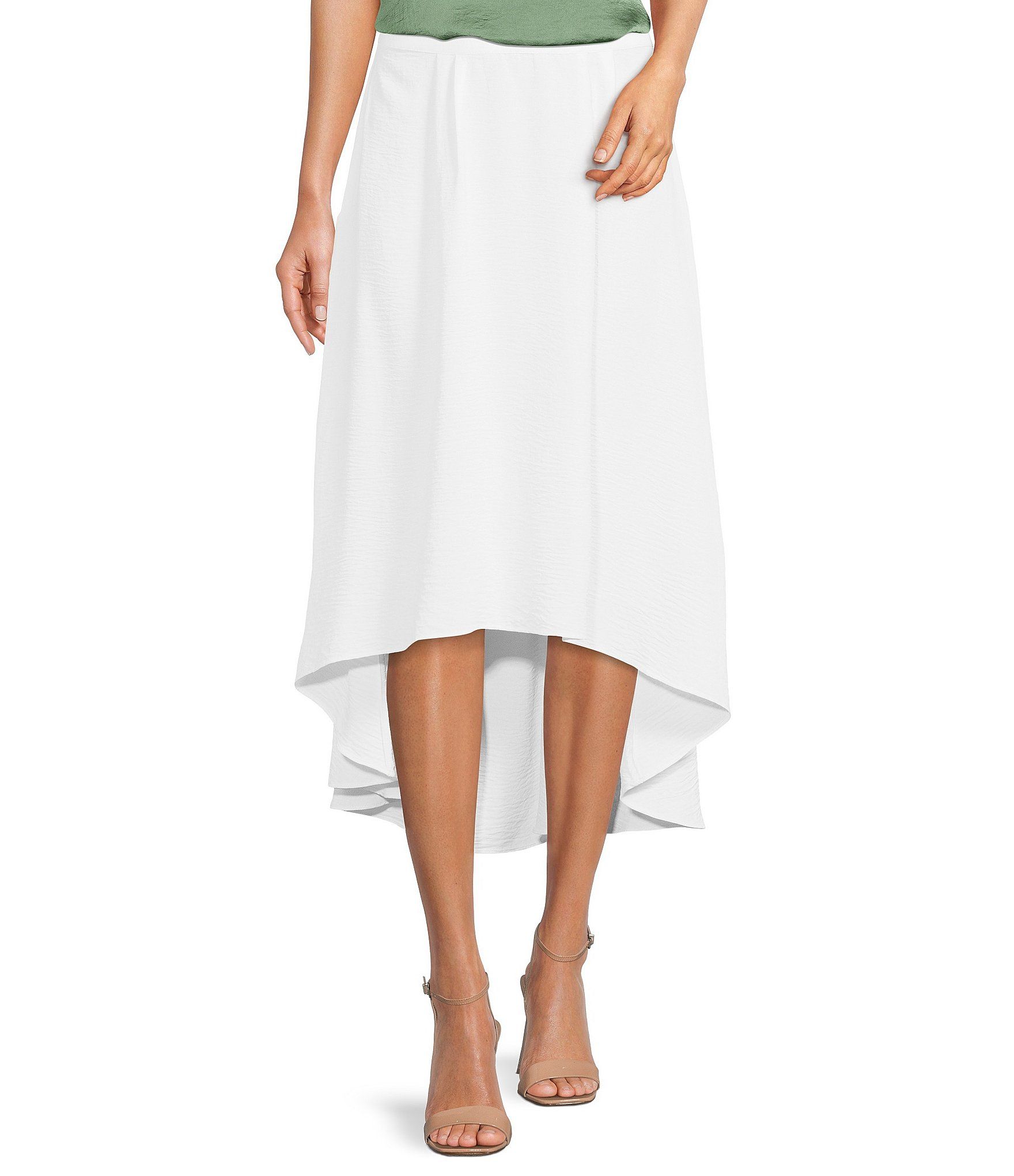 Washer Twill High-Low Hem Pleat Front Midi Skirt | Dillard's