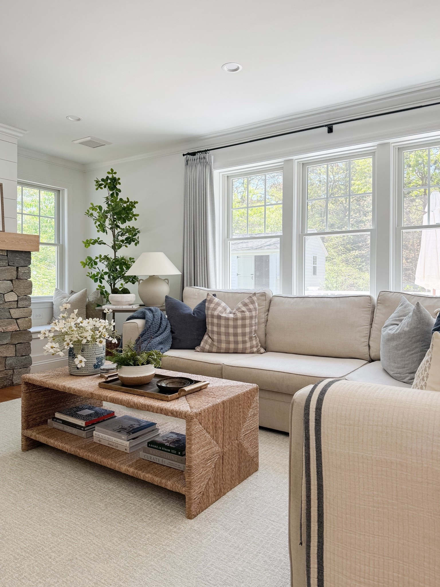 Coastal Living Room

coastal home, sectional, beige home, pottery barn, woven coffee table, gray curtains, sherri calnan home

#LTKHome