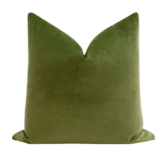 Society Velvet // Olive Pillow COVER ONLY  Green Velvet  - Etsy | Etsy (US)