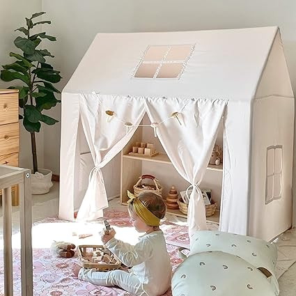 Basic Kids Tent, Large Kids Playhouse with Mat Banner Top Window, Inner Pockets Design, Easy to A... | Amazon (US)