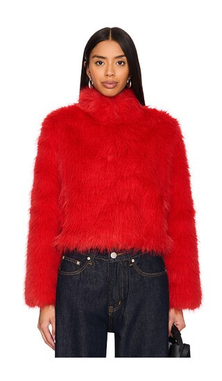 Adrienne Landau X Revolve Faux Fox Fur Jacket in Red. - size S | Revolve Clothing (Global)