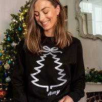 Christmas Jumper, Glitter Xmas Tree Sweatshirt, Personalised Festive Gift | Etsy (US)